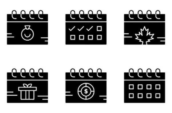 Kalender und Datum-Icons