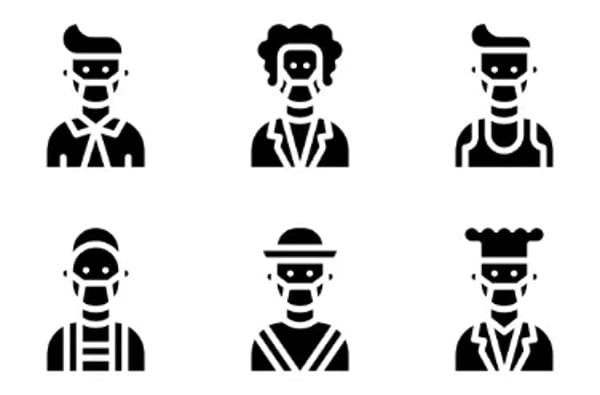 Avatars With Medical Masks Icons