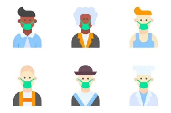 Avatars With Medical Masks Icons