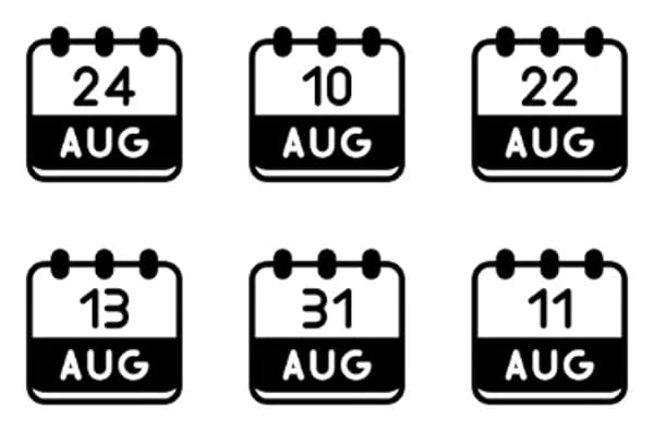 August Calendar Icons