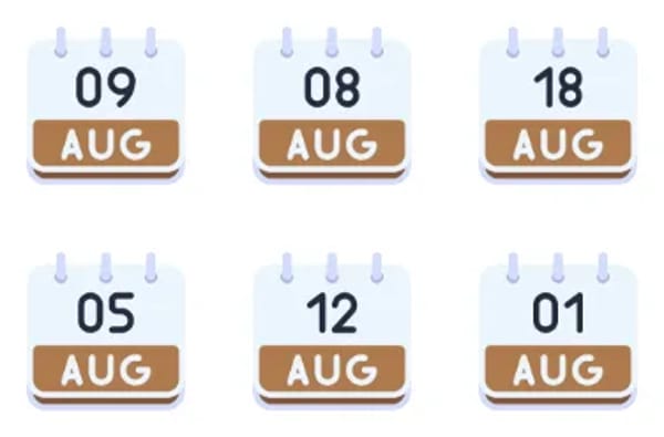 Icone calendario di agosto