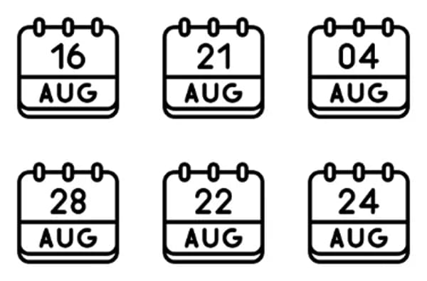 August Calendar Icons