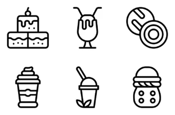 Desserts und Süßigkeiten-Icons