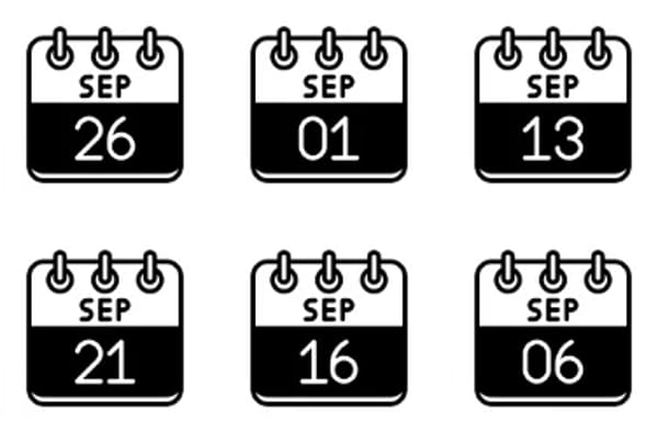 September Calendar Icons