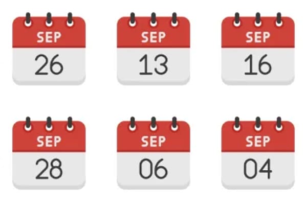 September Calendar Icons