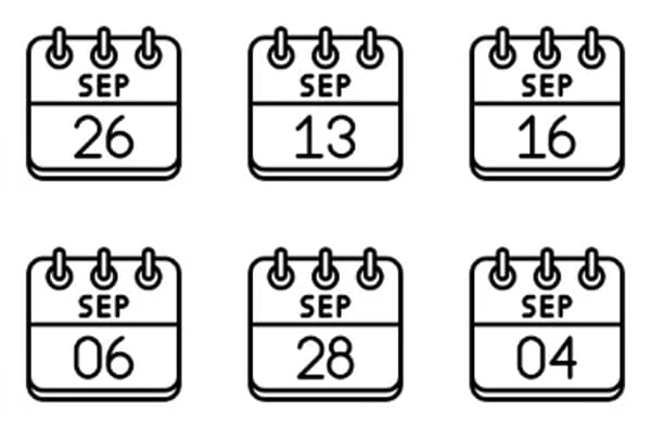 September Calendar Icons