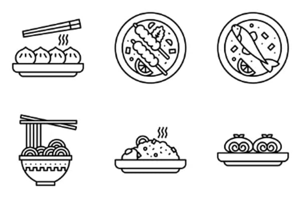 chinesisches Essen-Icons