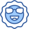 sun with sunglasses two color icon