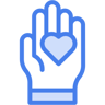 mano de corazón dos colores icono