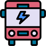 electric bus lineal color icon