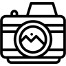 cámara line icono