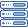 rack de servidores de bases de datos dos colores icono