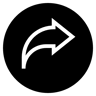 nach vorn gebogener Pfeil gefüllt Icon