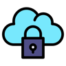 seguridad en la nube lineal-color icono