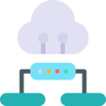 Computación en la nube plano icono