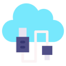 almacenamiento en la nube plano icono