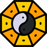 yin-yang colore lineare icona